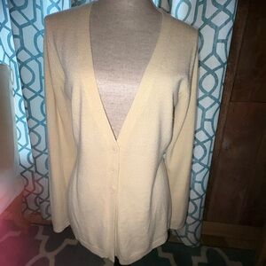 New York & Company Cream V-Neck Buttoned Women's Cardigan Sweater